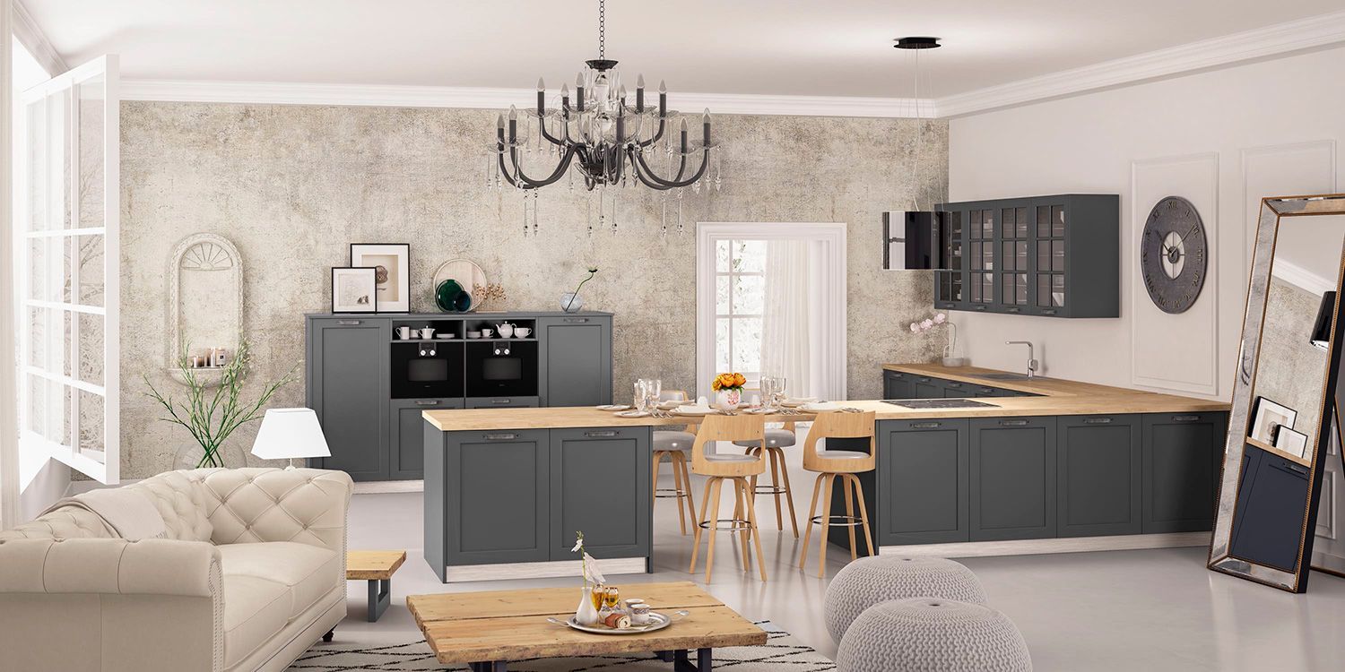 Cocina Nantes Garbianti abierta con comedor y luz natural