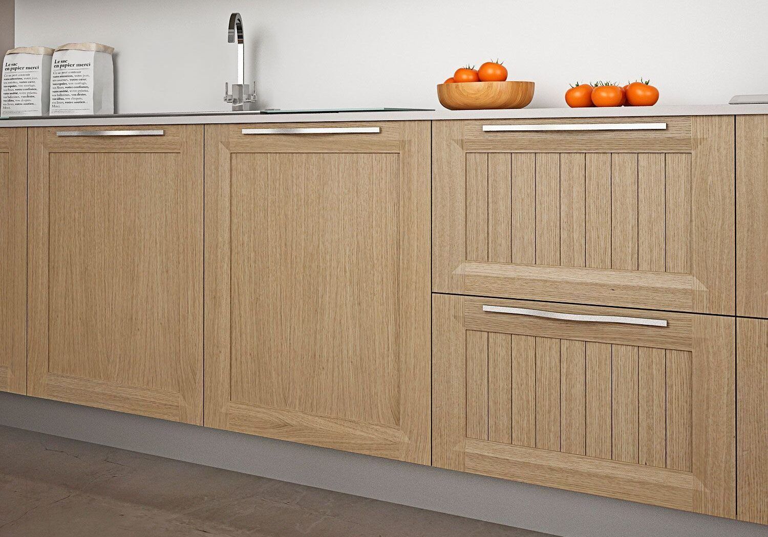 Cocina Senda Garbianti - zona de trabajo en madera y encimera oscura